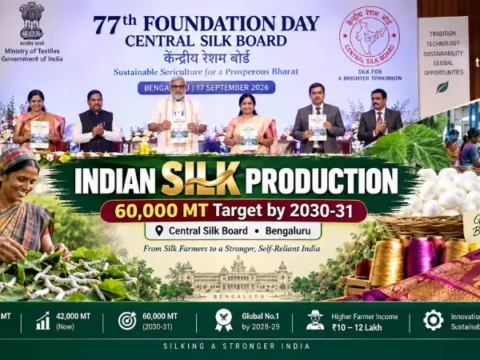 Indian Silk Production : India Targets Global No.1 Indian Silk Production growth and Central Silk Board Foundation Day