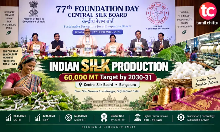 Indian Silk Production : India Targets Global No.1 Indian Silk Production growth and Central Silk Board Foundation Day